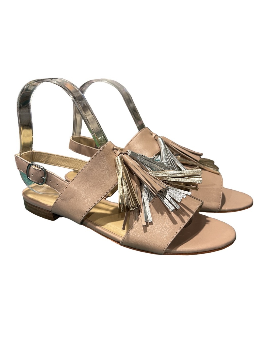 NWT Poppy Barley Women’s Beige Tassel Slingback Sandals Size 6